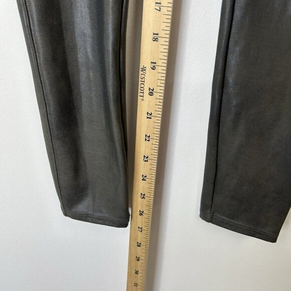 Spanx Faux Leather Leggings Womens Size Medium Pewter Gray Metallic High Rise - Picture 6 of 10
